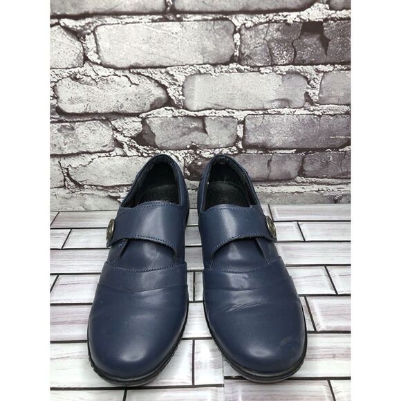 Spring Step Blue Leather Floral Casual Clogs Strap Shoes Women Sz 39EU/8.5M US - Picture 2 of 15